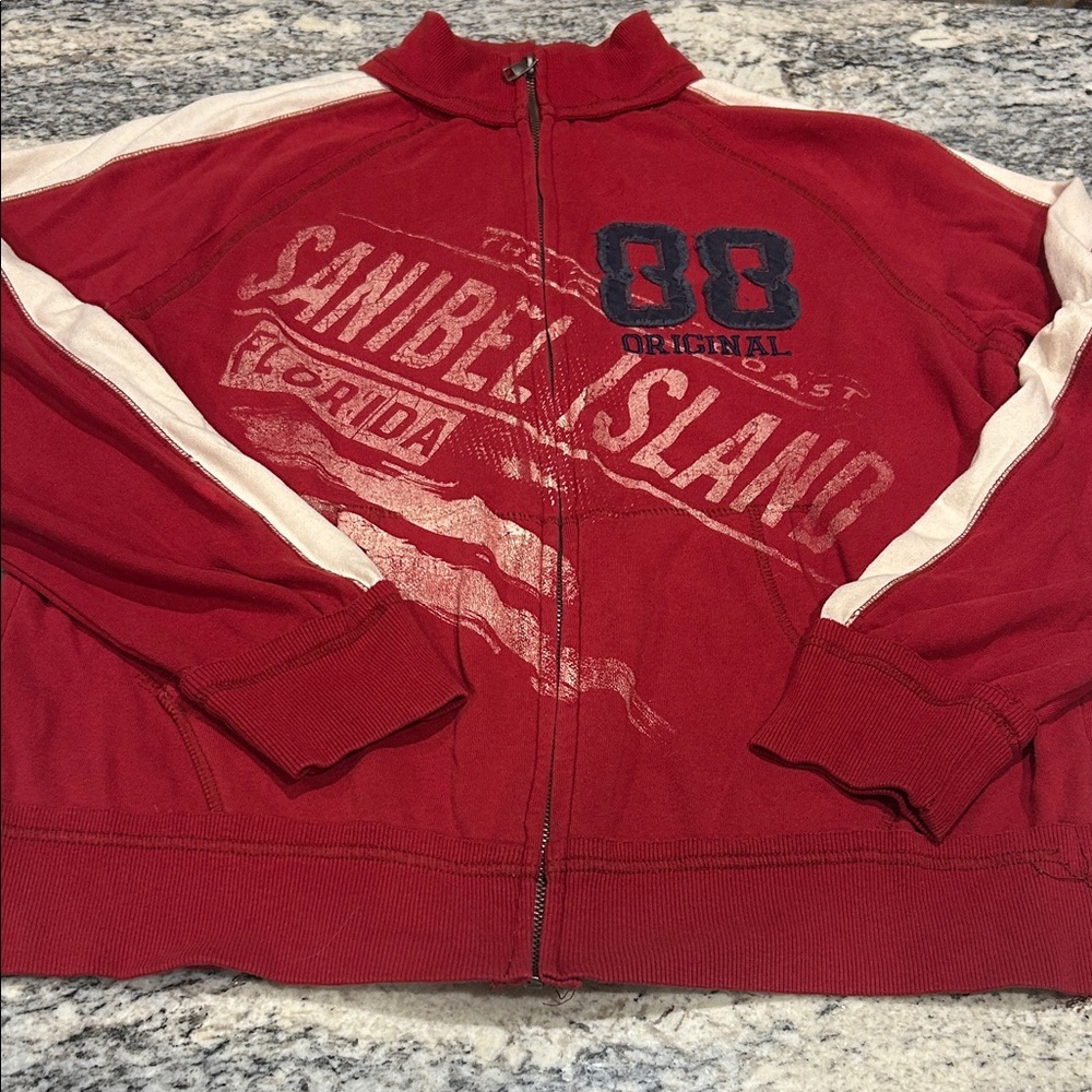 Sanibel Island Zip-Up sweatshirt with White Stripes